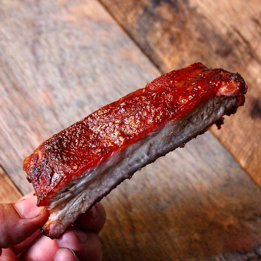 Pork ribs... chipotle chilli rubbed and glazed - SmokeyQ